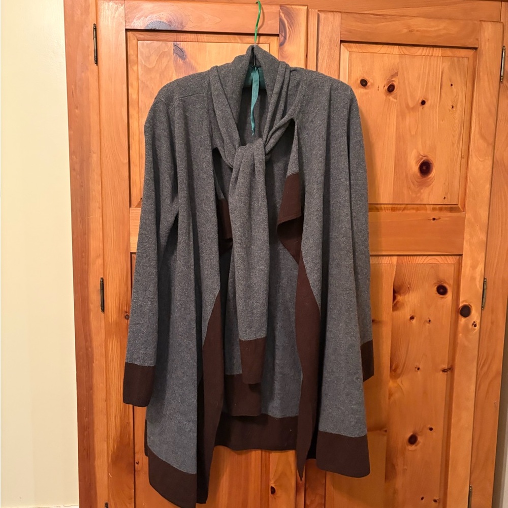 Ralph Lauren sleeved cape sweater with front attached scarf